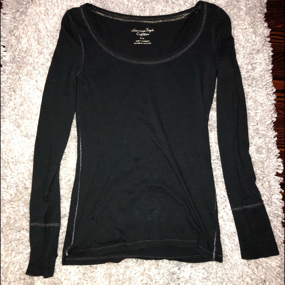 American Eagle Black Long Sleeve Shirt